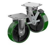 CASTERDEPOT ERGONOMIC, TOP PLATE CASTERS - POLY ON CAST IRON WHEEL- CAPACITIES UP TO 1400 LBS.